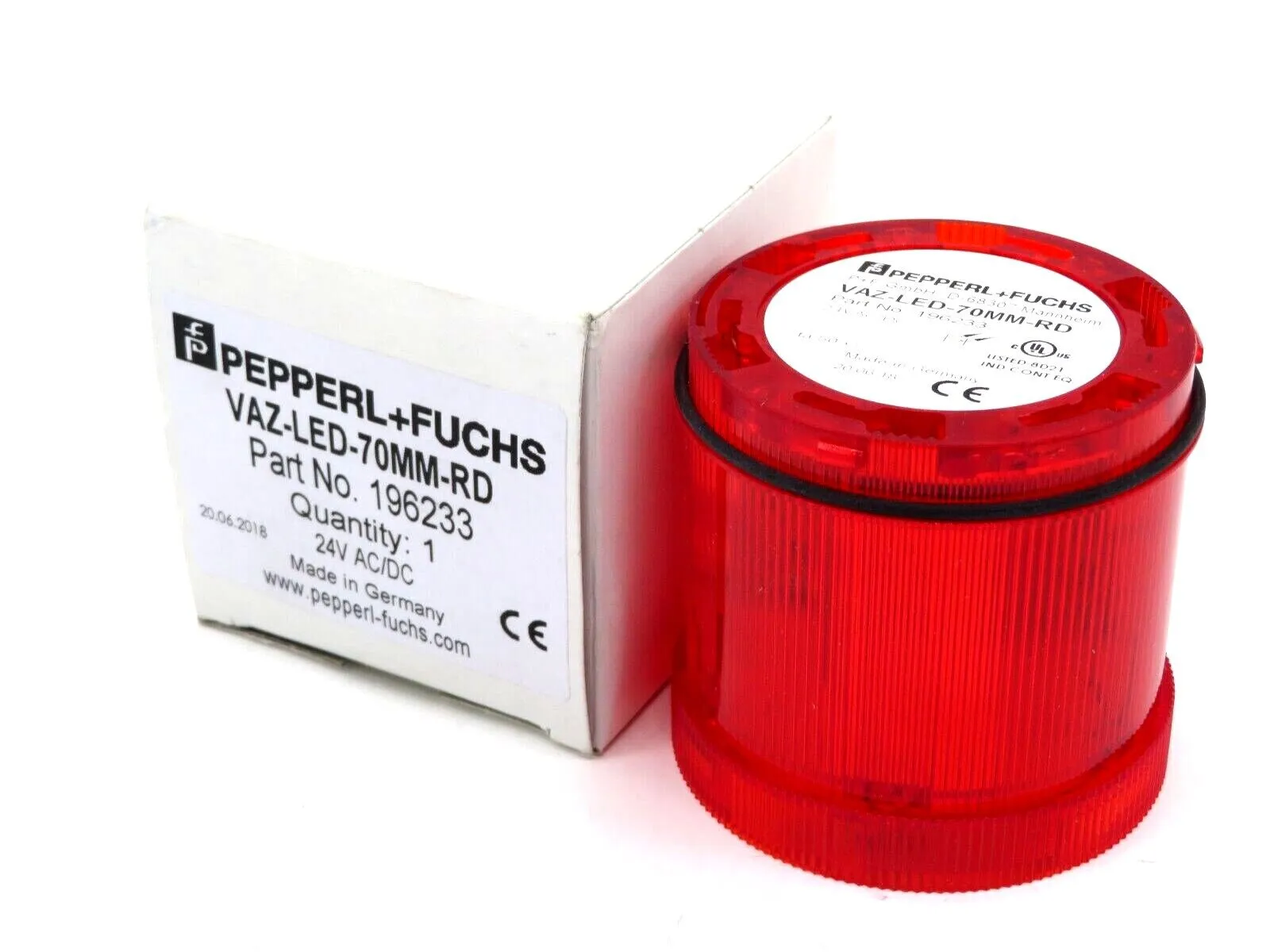 NEW PEPPERL & FUCHS VAZ-LED-70MM-RD STACK LIGHT 196233 VAZLED70MMRD