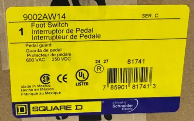NEW SEALED SQUARE D 9002AW14 FOOT SWITCH 600VAC 250VDC SER. C