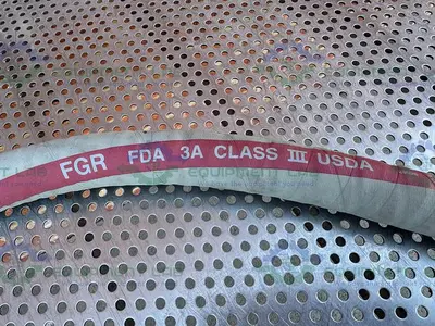 USED FGR FDA 3A CLASS III TRANSFER HOSE 96" W/ SWAGELOK QTM8 QUICK CONNECT STEM
