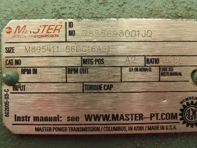 Baldor Inline Gearmotor 20:1 Reducer 55 RPM 1/4Hp 230/460V 56YZ