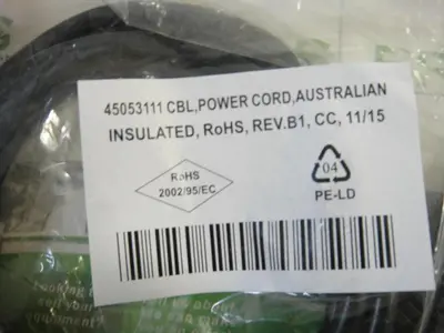 Insulated Power Cord, Australian, Part #45053111