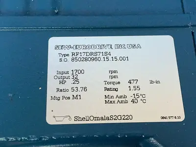 Used SEWEURODRIVE RF17 DRS71S4 Motors (misc) Ohio US | HGR 24 #1404893