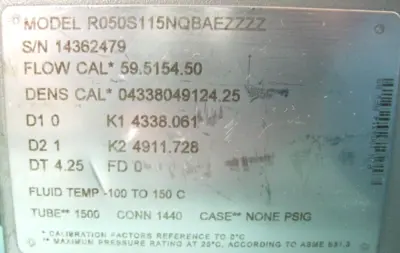 USED Micro Motion R050 S115NQBAEZZZZ
