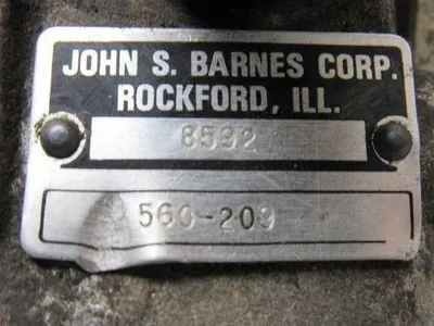 John S. Barns Corp 8592 Motor & Pump Assembly From a Raymond 019-E6OL Fork Lift