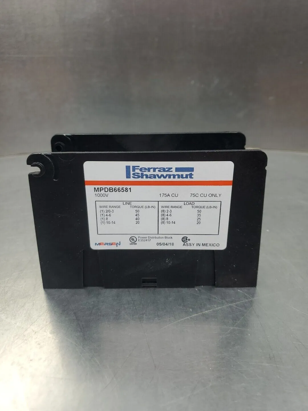 Ferraz Shawmut MPDB66581 Series Intermediate Power Connector Terminal. 4C-31