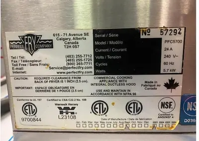 USED PERFECT FRY PFC5700