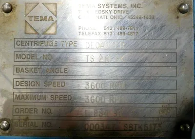 Siebtechnik Tema TS-210-FK decanter centrifuge, 316SS.