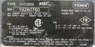 Fisher Fieldvue Instruments model DVC2000