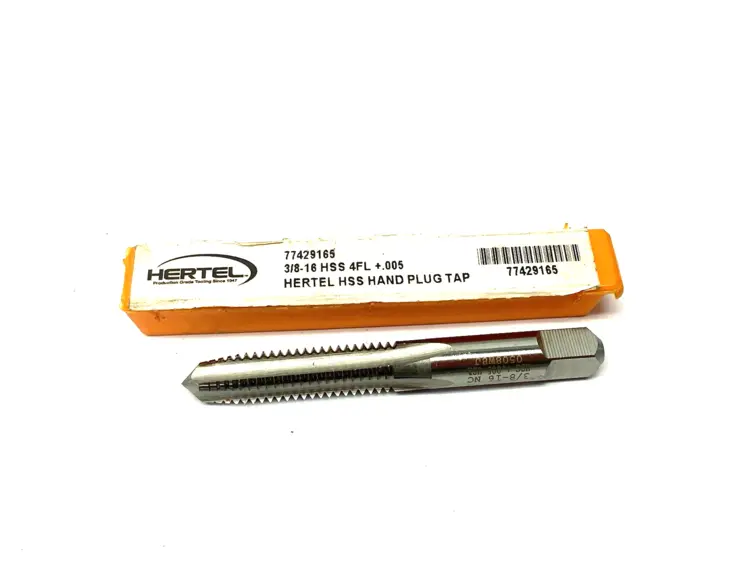 Used HERTEL STRAIGHT FLUTE TAP: 3/8-16 UNC, 4 FLUTE, PLUG CHAMFER, HIGH-SPEED HSS/Cobalt Taps Michigan US | Maverick Industrial Sales #1091776