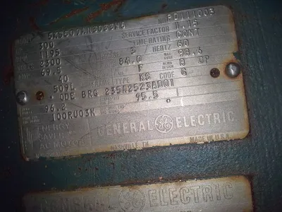 300 hp General Electric AC Motor, 1195 rpm