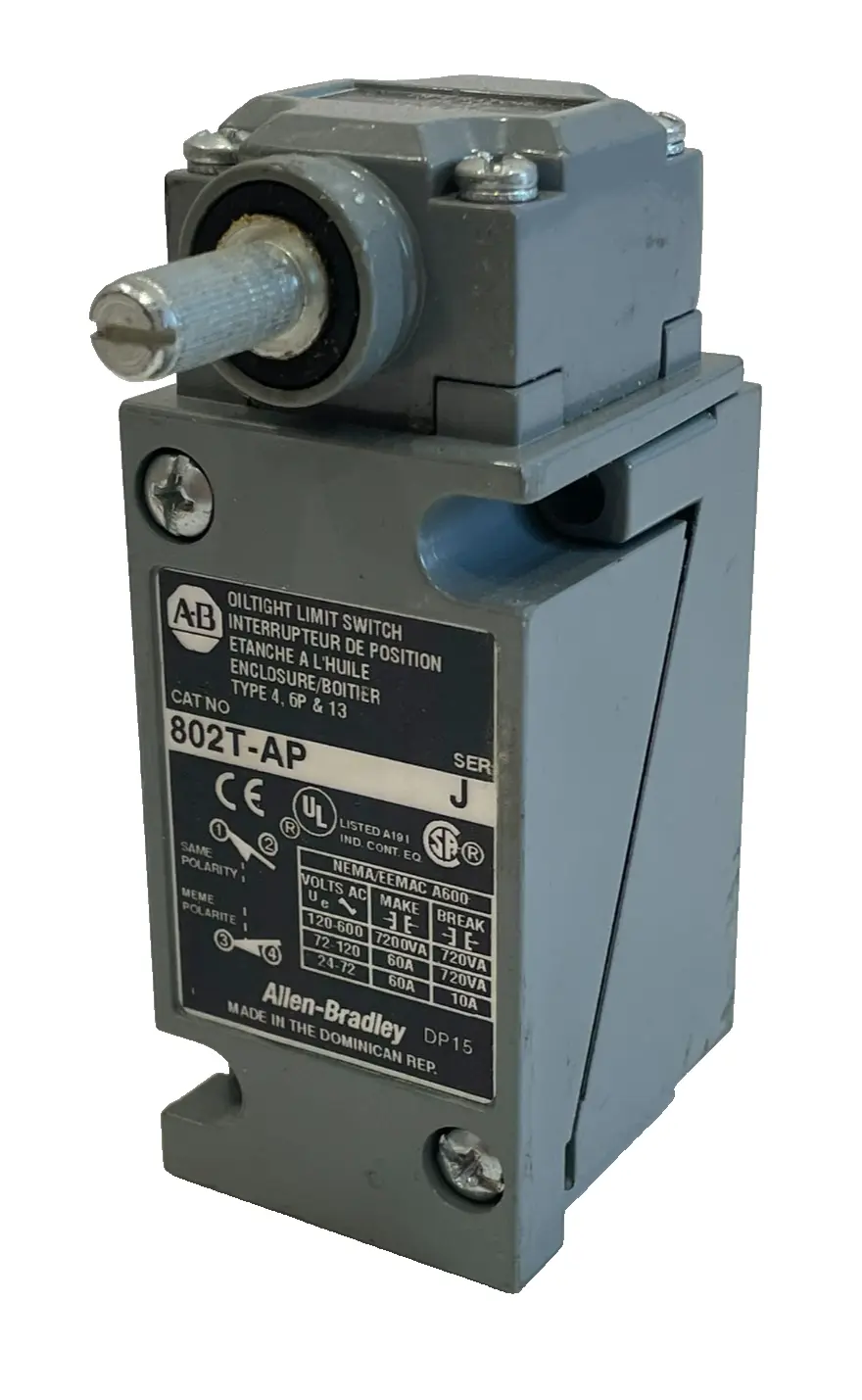 ALLEN BRADLEY 802T-AP LIMIT SWITCH SER J 802TAP NEW, SURPLUS