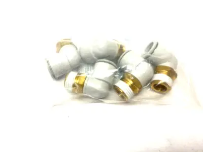 USED SMC PNEUMATIC ELBOW FITTING MALE 1/2" BSPT 16MM TUBE