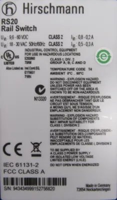 NEW HIRSCHMANN RS20 DIN RAIL ETHERNET SWITCH RS20-0800M2M4SDAEHH04.2.05