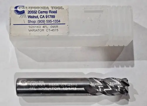 California Tool Variator Carbide Square End Mill 4FL 1/2" x 1" x 3" .095R
