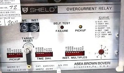 USED ASEA BROWN BOVERI 446S1201 OVERCURRENT RELAY