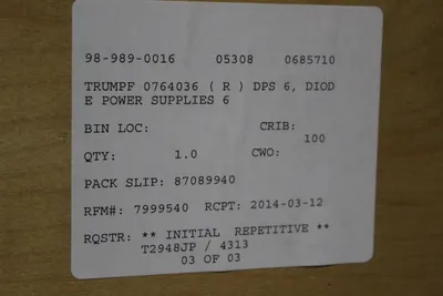 TRUMPF 0764036 (R) DPS 6 POWER SUPPLIES | Levy Recovery Group (5)