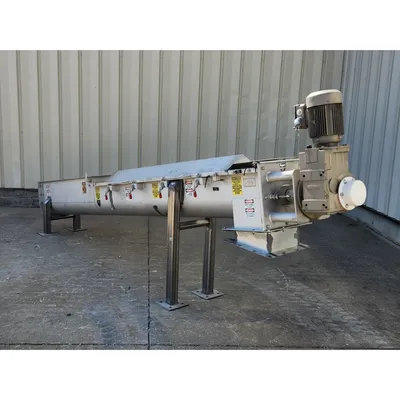 Used Mepaco 12" Dia. X 12'-3"L Stainless Steel Sanitary Screw Auger Conveyor
