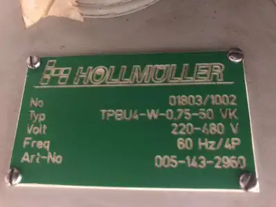 Hollmuller TPBU4-W-0.75-50 VK 0.75kW Coolant Pump 1410/1705RPM 220-480V 3PH