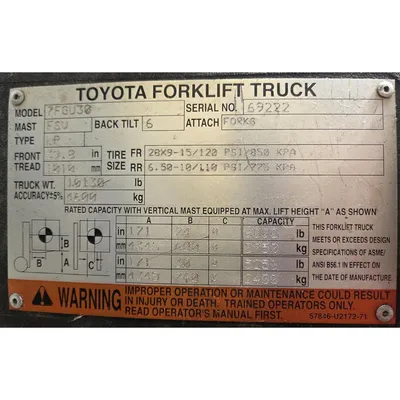 USED TOYOTA 7FGU30