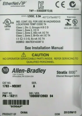USED ALLEN BRADLEY 1783-MX08T STRATIX 8000 ETHERNET SWITCH SER.A 1783MX08T