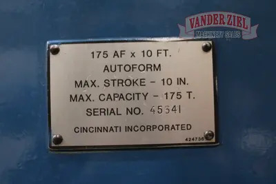 Used CINCINNATI 175AF-10 Press Brakes Michigan US | Vander Ziel Machinery Sales #1388397