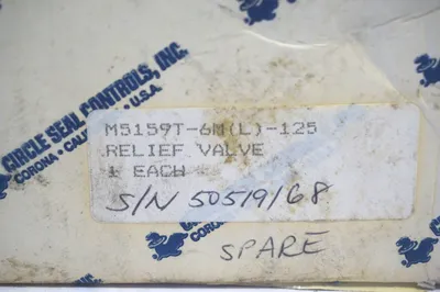 NEW CIRCLE SEALS CONTROLS M5159T-6M(L)-125 RELIEF VALVE M5159T6ML125