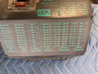 SBA 209-0137 Type UDGC Multi Tap Transformer 200/520VAC 24VDC Sec. 192W 10A 3Ph