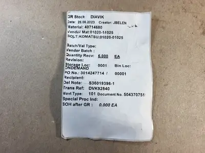 NEW KOMATSU 01020-01025