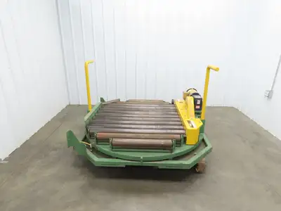 48" Pallet Rotator Transfer Conveyor 360° Swivel Turntable 3.5" Powered Roller