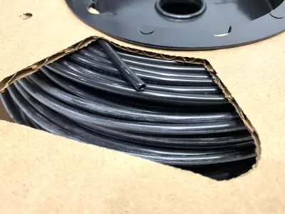 USED PARKER BLACK NYLON TUBING .106" ID 5/32" OD SHELFWARE LOT OF 230'