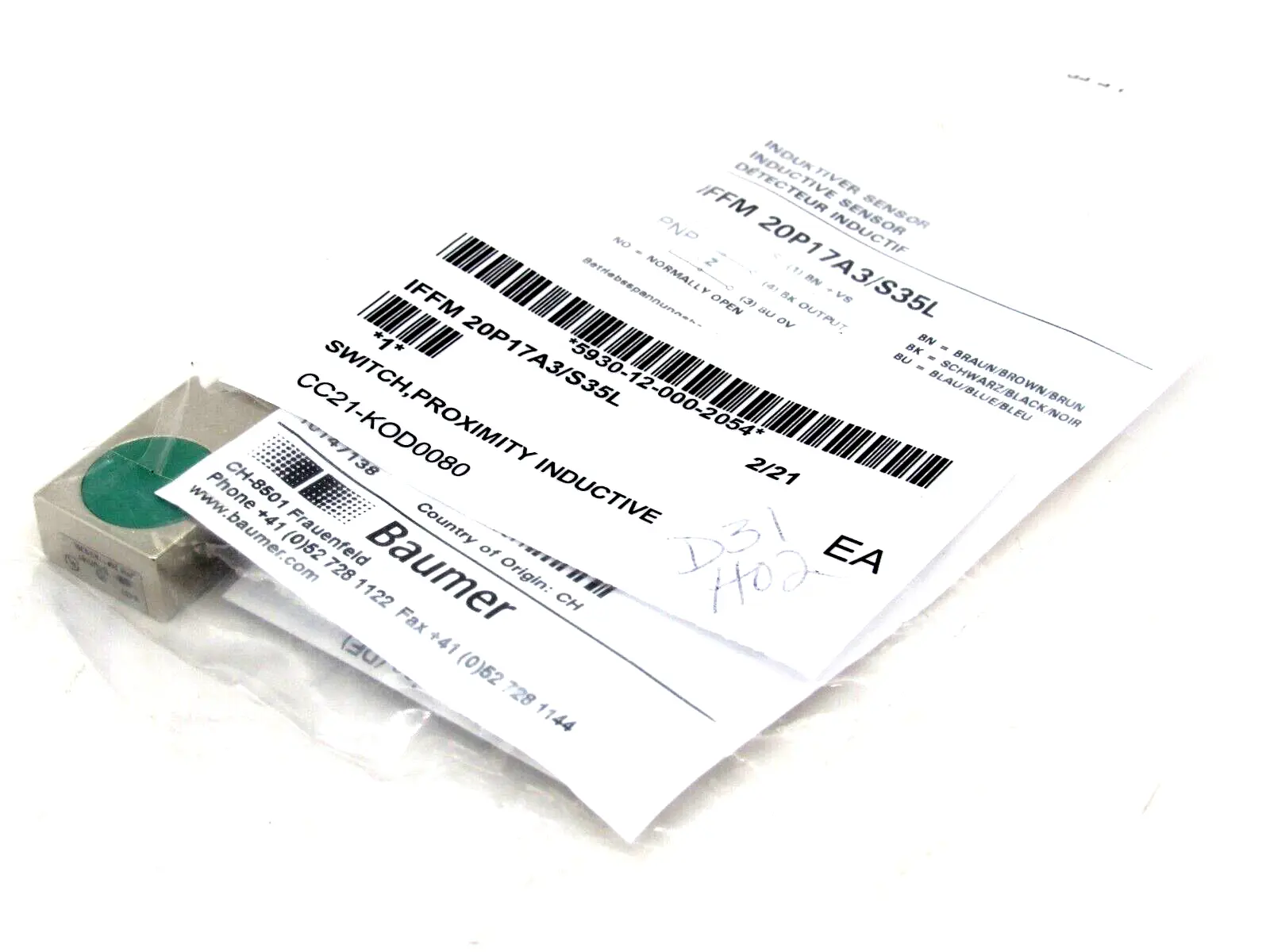 NEW BAUMER IFFM 20P17A3/S35L INDUCTIVE PROXIMITY SWITCH IFFM20P17A3S35L