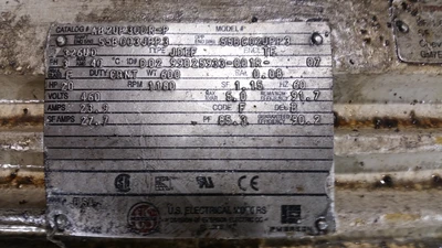 US Motors 20HP; 1180RPM; 460V; Frame: 326UD D02 99025933-001R-07