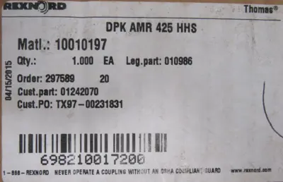 NEW REXNORD 10010197 DPK AMR 425 HHS