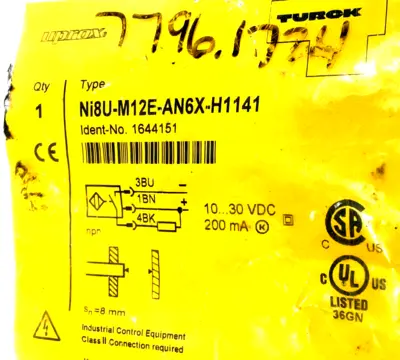 NEW TURCK NI8U-M12E-AN6X-H1141 INDUCTIVE SENSOR 1644151 NI8UM12EAN6XH1141