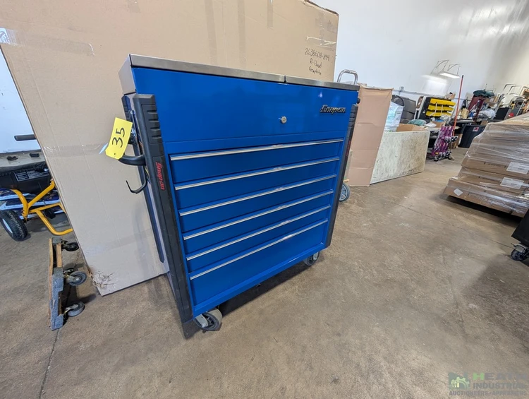 Used _UNKNOWN_ SNAP ON BLUE ROYAL SIX DRAWER PORTABLE TOOL CHEST MODEL KRS430AFCM1 HAS SLIDING TOP Tool Box Illinois US | Heath Industrial Auction Services #1546814