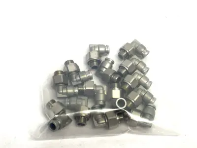 USED SMC METAL MALE ELBOW SWIVEL FITTING 6MM OD TUBE