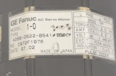 FOR PARTS ONLY FANUC A06B-0522-B541#7008 SERVO MOTOR A06B-0522-B541