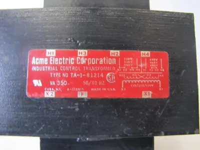 Acme 350 VA Control Transformer 230/460V Input 115V Output 110V 120V TA-1-81214