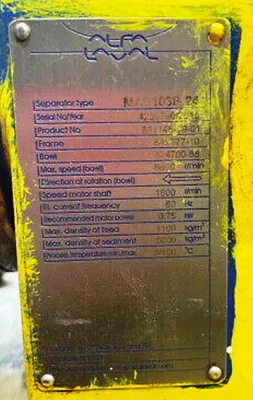 Alfa-Laval MAB 103B-24 oil purifier, SS bowl.