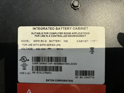 Eaton 93PM-100-2 100 KW UPS System with Internal Batteries 480 VAC 50/60Hz