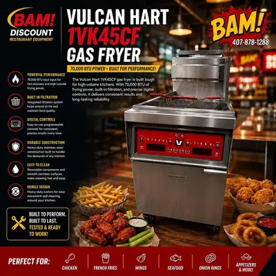 Used VULCAN HART 1VK45CF Cookers / Coolers / Fryers Florida US | BAM Discount Restaurant Equipment #1110528