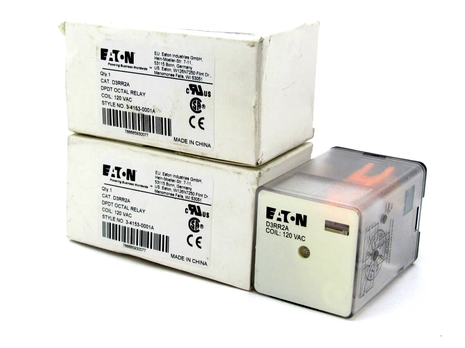 NEW LOT OF 2 EATON D3RR2A OCTAL RELAY 120VAC