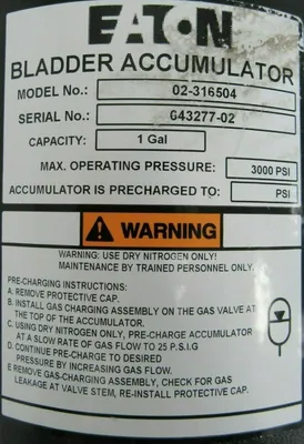 NEW EATON 02-316504 BLADDER ACCUMULATOR 02316504