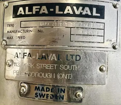 Alfa-Laval LAPX 202 BGT-24-50 lab separator, 316SS.