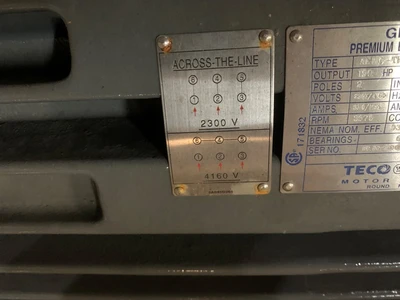 150 HP Westinghouse KG1502/AEHGTK10 motor 3600 RPM, 4160V, 447TS