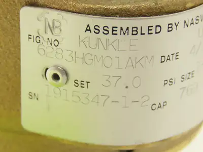 Kunkle 6283HGM01AKM Pressure Relief Valve 1-1/2" Male NPT Set 37 PSI Brass