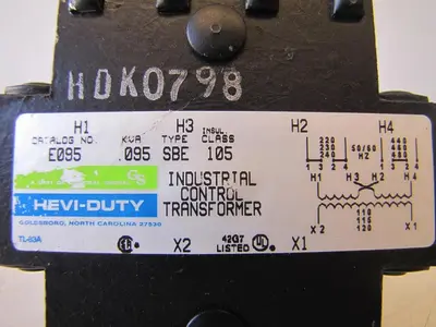 GS Hevi Duty .095 kVA Control Transformer 230/460V Input 115V Output 95 VA 100