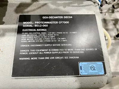 USED 2020 GEA WESTFALIA PROTEIN MASTER CF 7000