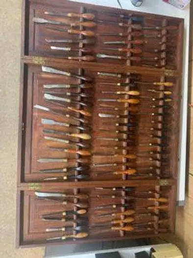 5985-385 Antique Holtzapffel & Co Ornamental Lathe 75 Turning Tools Chisel Set, London