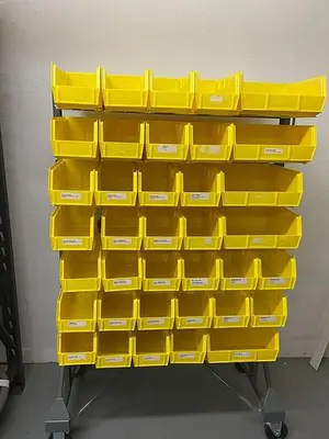 Stackable bin organizer on wheels 36''x23''x59''h